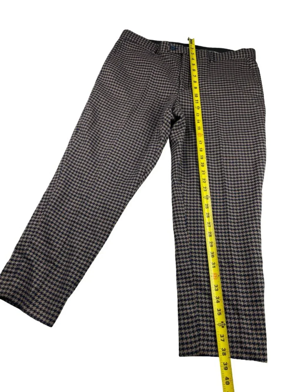 Alain Dupetit Men's Double Breasted Suit Navy/Beige Houndstooth • 44R US | 38x26